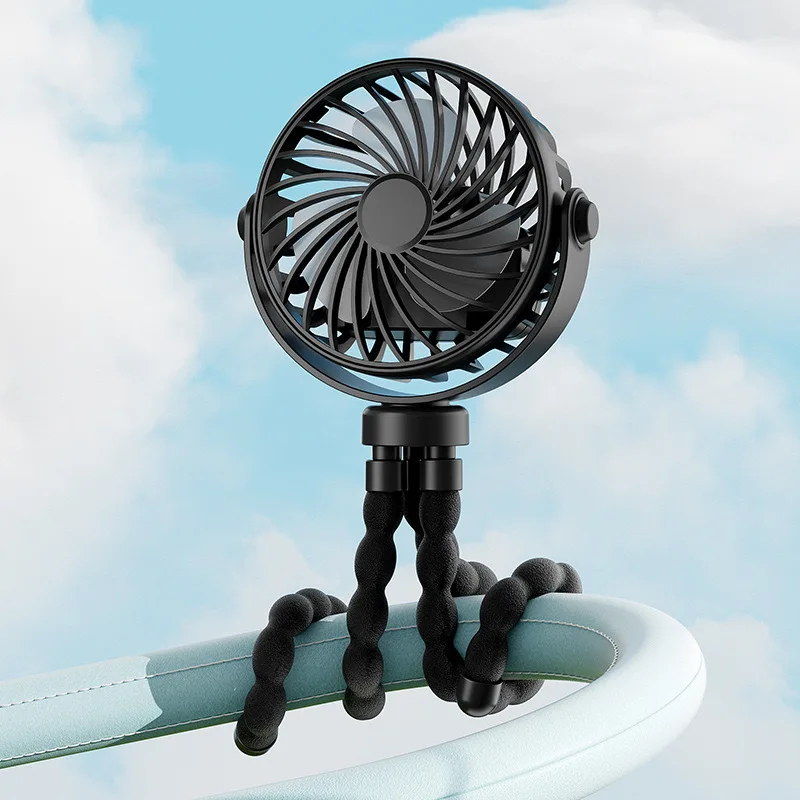 Mini ventilateur de poussette à 3 vitesses pour bébé, avec lumière, Portable, chargeur USB, support pour télép