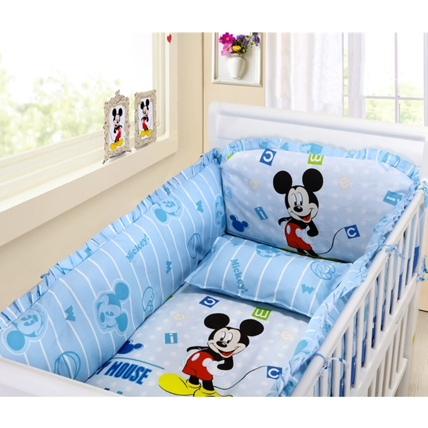 Ensemble literie bébé Mickey Mouse 6 pièces coton polyester安全confort