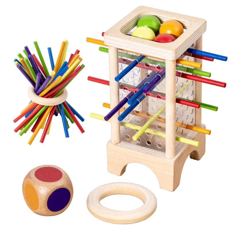 Jeu de société en bois Montessori éveil parentenfant coordination motricité cylindres colorés jouets éducatifs