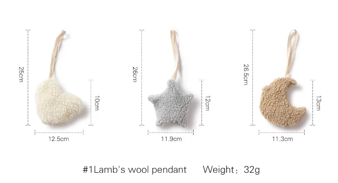 Décoration suspendue en laine d'agneau pour chambre bébé pendentifs cœur étoile lune accessoire déco intérieur