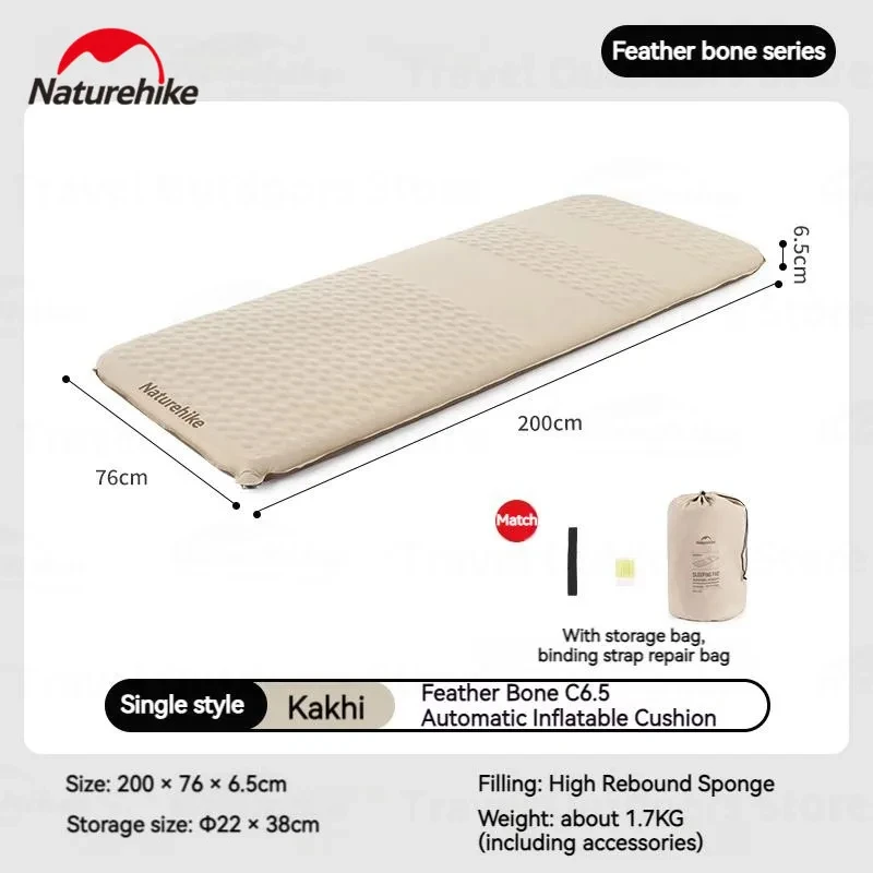Matelas gonflable bébé camping Naturehike Feather Bone C6.5 autogonflant confort extérieur bébé matelas de cou
