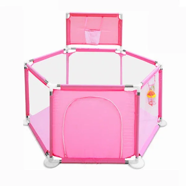 IMBABY-Parc hexagonal pour bébé avec panier de basket, aire de jeux pour bébé, activités de sécurité, clôture,