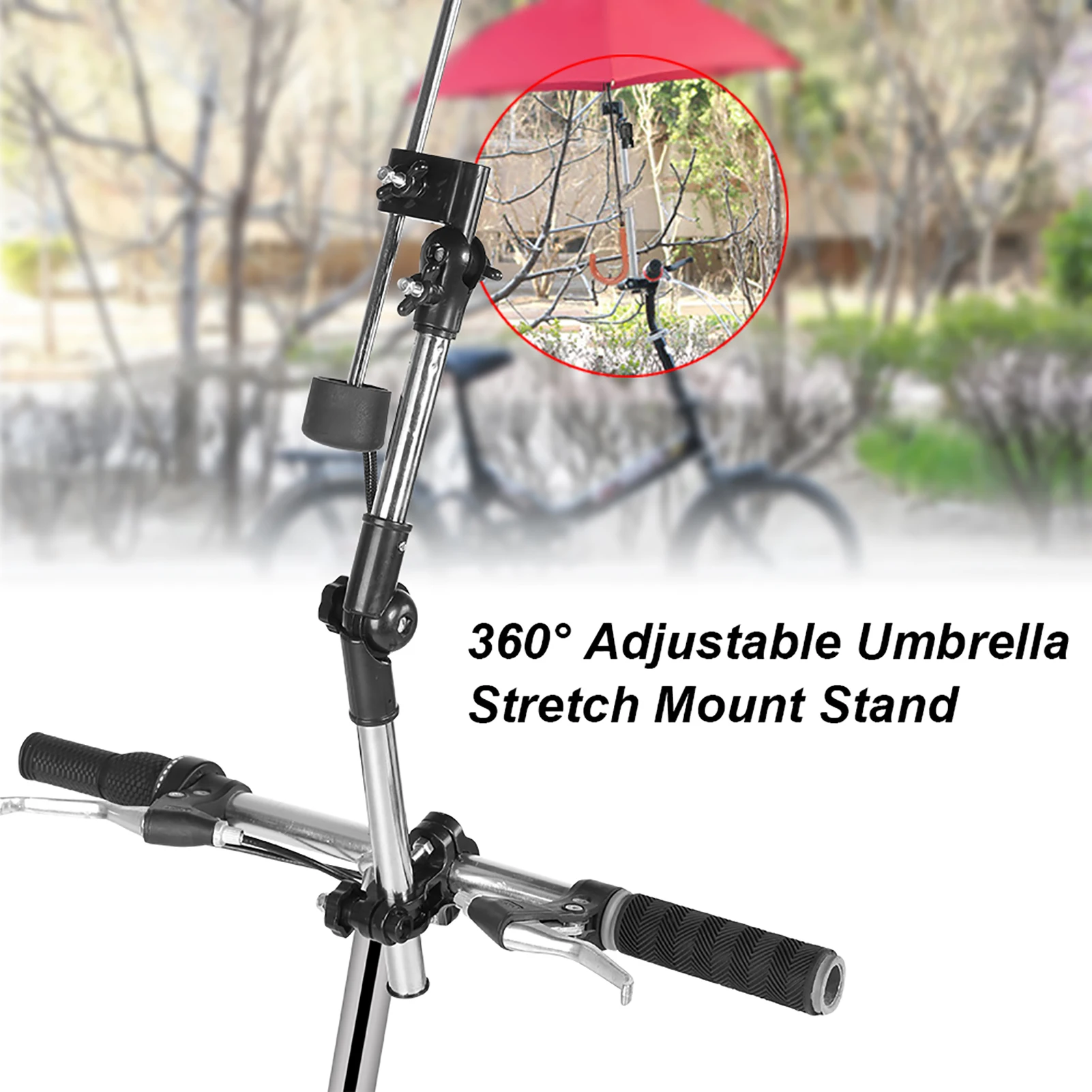 Support de parasol réglable 360° inox durable fixe à poussette chaise landau parasol universel