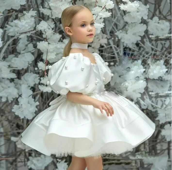 Robe de princesse blanche pour filles style floral éлегante fête d'anniversaire 46 ans collection 2023