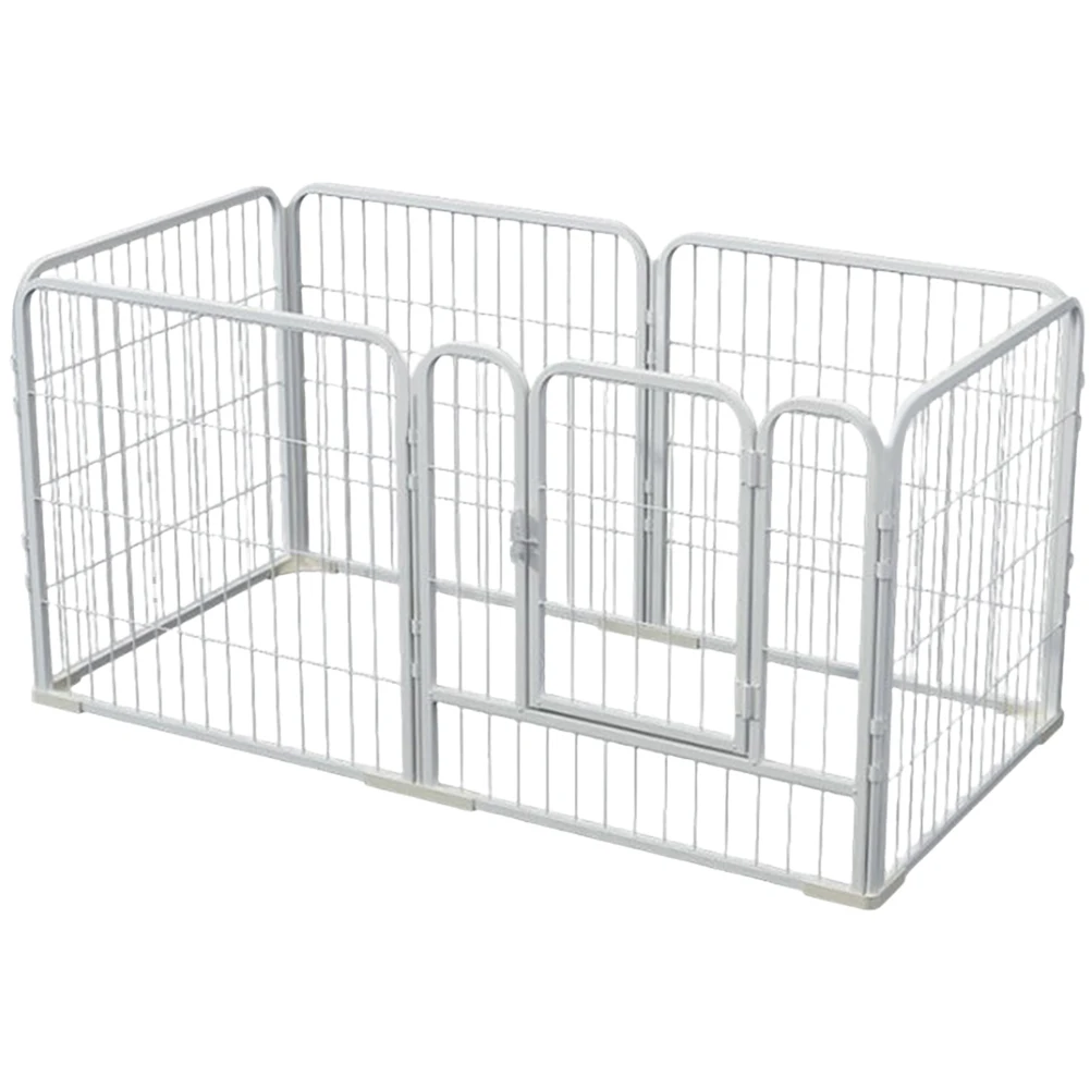 Parc de jeu pour chien 6 panneaux métal robuste enclos modulaire blanc portique chiot entrainement sécurisé