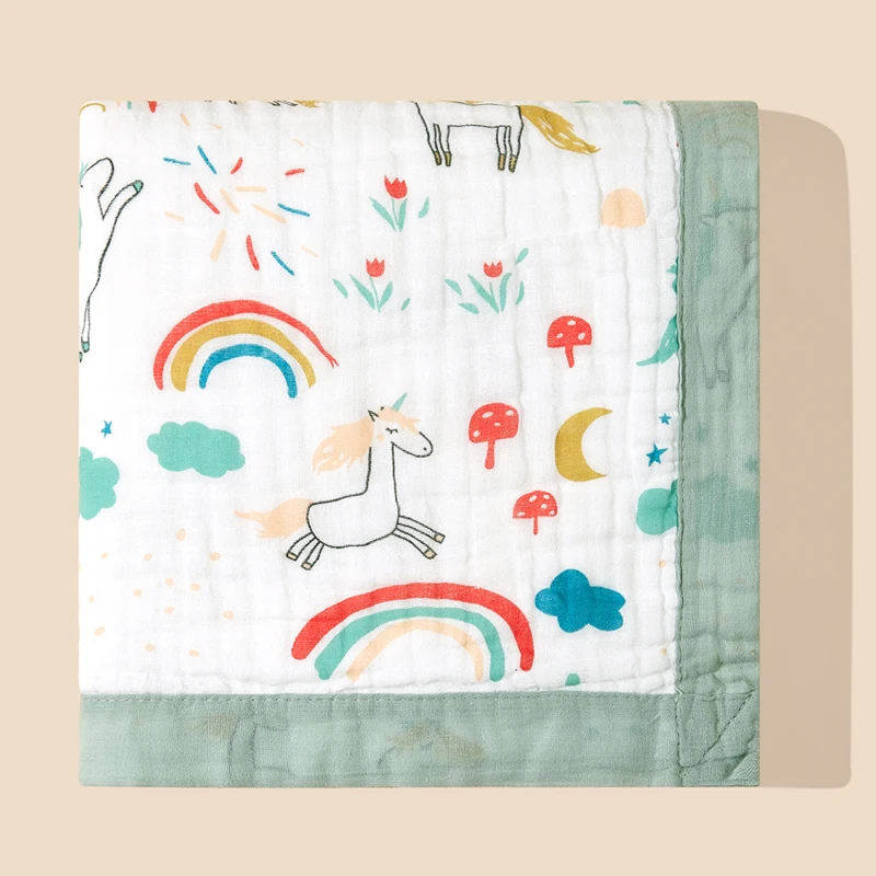 Couverture bébé 100% coton motifs licorne arcenciel douce et respirante idéale pour l'emmaillotage la sieste e