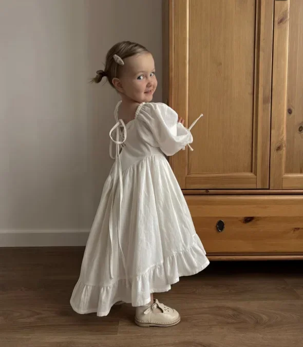 Robe Lolita fille coton lin princesse décontractée printemps automne 2023 style mode enfant