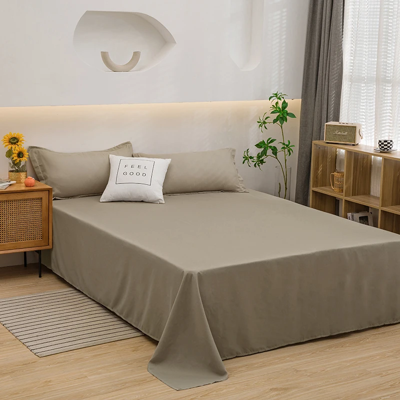 Un drap simple de couleur unie, lavable en Machine, linge de lit simple et double, drap de dortoir d'étudiant 