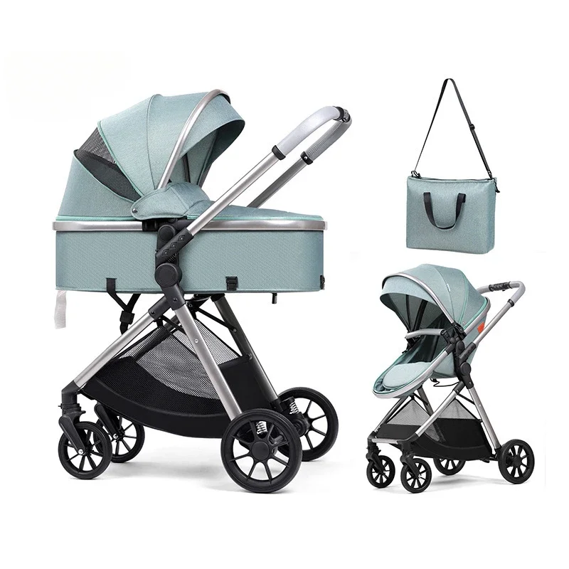 Poussette multifonctionnelle bébé 2 en 1 siège allonge capote rétractable panier design moderne poids supporté