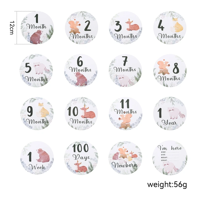 Carte en papier pour la croissance du bébé nouveauné accessoire photo animal de dessin animé gérer les souveni