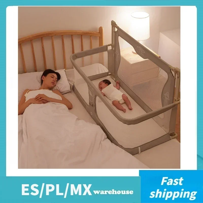 Lit de bébé pliable à double usage berceau de voyage portable gardecorps sécurisé facile à installer usage 02 