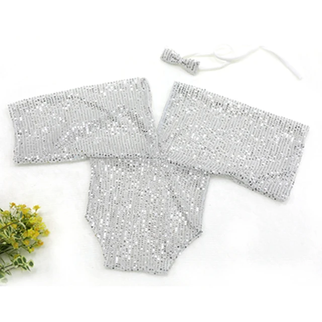 Maillot de bain sequins argenté femmes bretelles ajustables plage piscine soirée festive style glamour matéria