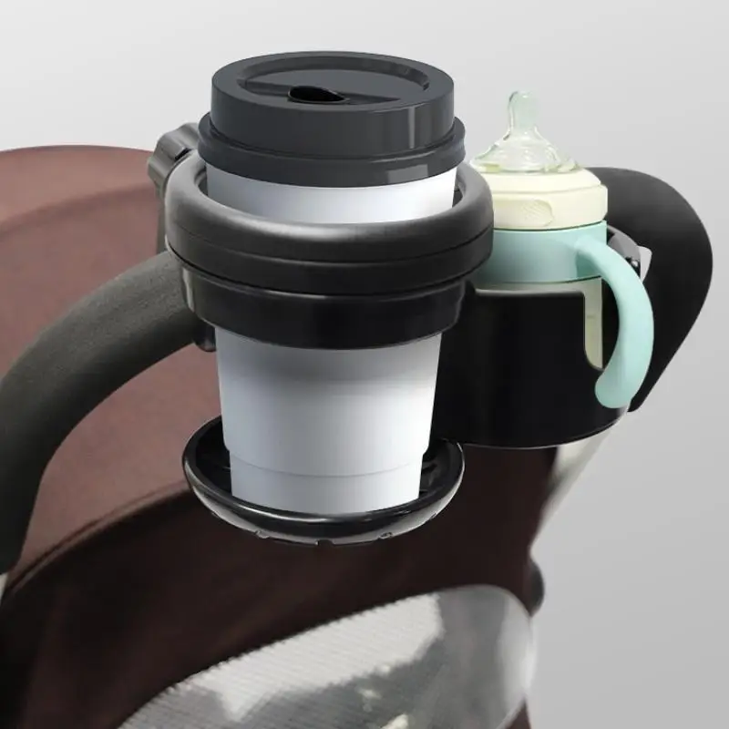 Support de bouteille double pour poussette Support de téléphone tricycle ajustable Matériaux sécurisés ABS et 