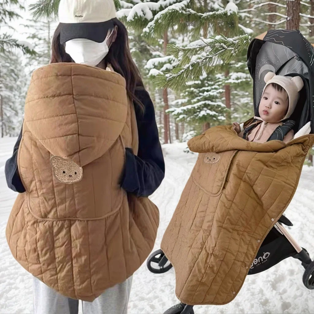 Couverture de transport pour poussette bébé chancelière hiver sac de couchage doux portage en plein air style