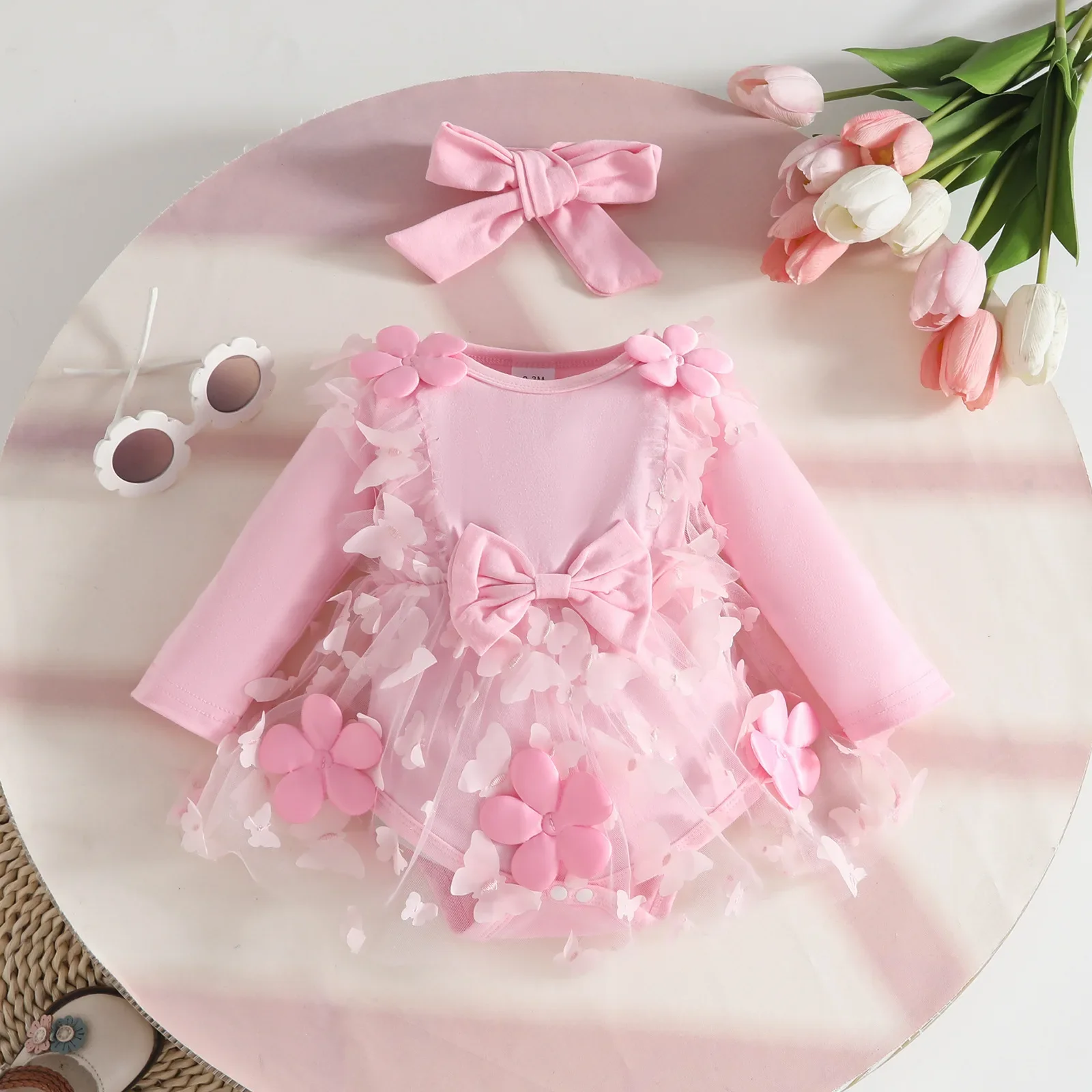 Robe bébé fille 018 mois barboteuse en maille ensembles robes avec