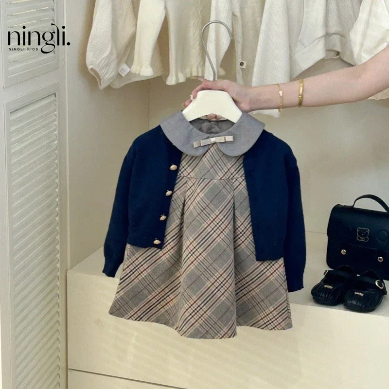 Ensemble Vêtements Bébé 2 Pièces Pull Cardigan Jupe Émail Tempéré