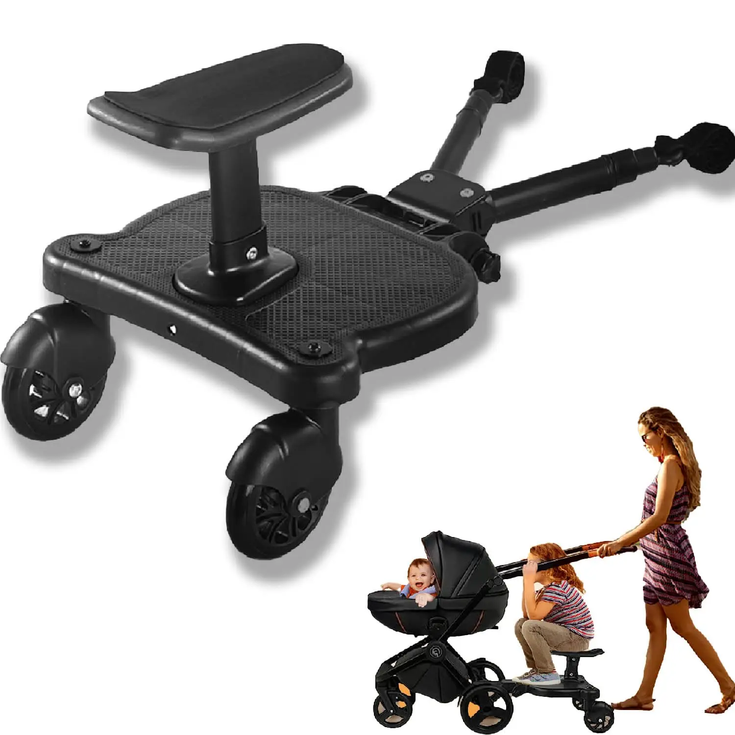 Planche poussette assise et sur pied 2 en 1 pour second bébé Compatible universelle Sécurité renforcée Matéria