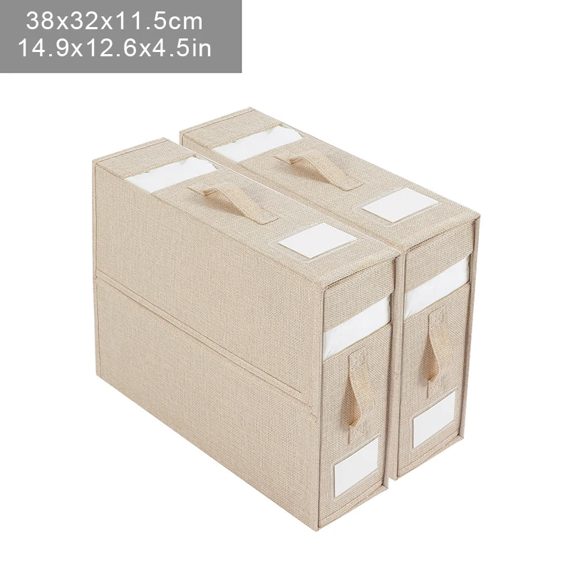 Boîte de rangement pour draps bébé avec poignée compartiments séparés tissu beige organisation pratique 2PCS m