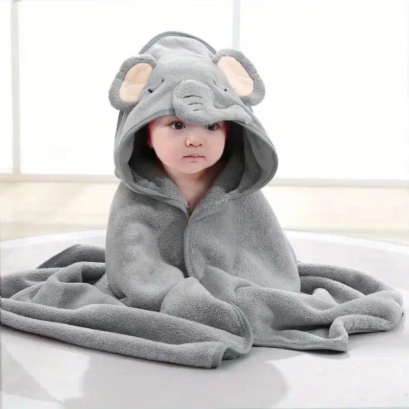 Peignoir bébé en velours animal unisex absorbant capuche doux 4 saisons poussette accessoires