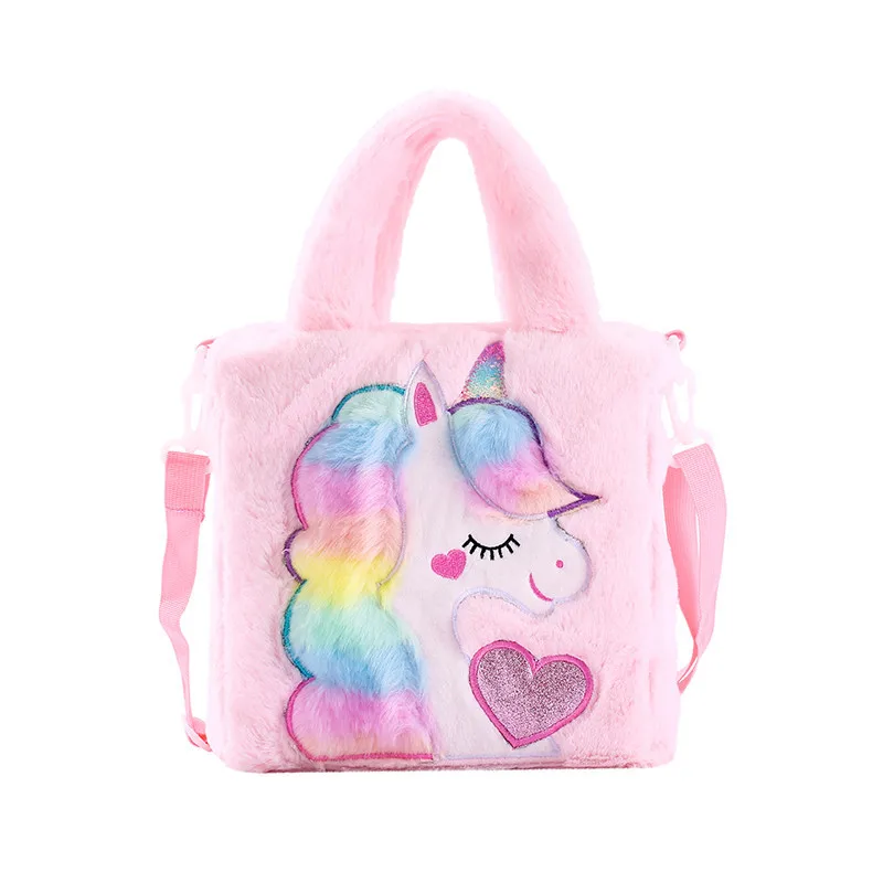 Sac à dos licorne peluche enfant grande capacité sac d'école mode filles garçons sac à bandoulière fantaisie r