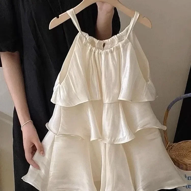 Robe princesse à volants pour bébé fille vêtements été décontractés style bohème couleur crème polyester ajust