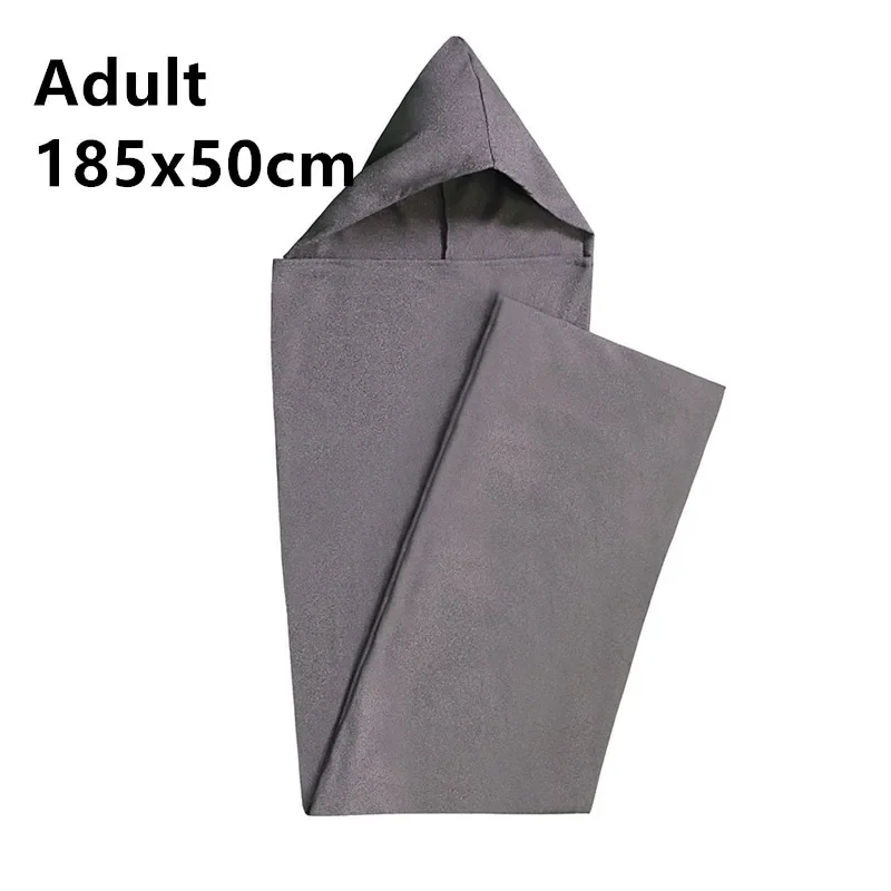 Sac de couchage adulte portable en tissu synthétique camping voyage capuchon 185x50cm gris uni confortable et 