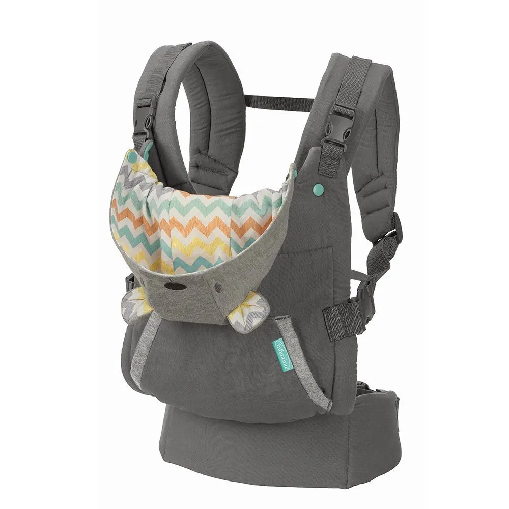 Portebébé ergonomique Infantino tissu polyester/coton multipositions confortable sécurité design moderne coule