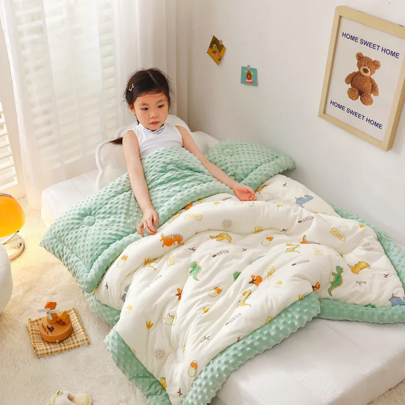 Couverture en peluche pour bébé literie de sieste douce couette dinosaure imprimée pour poussette et voiture m