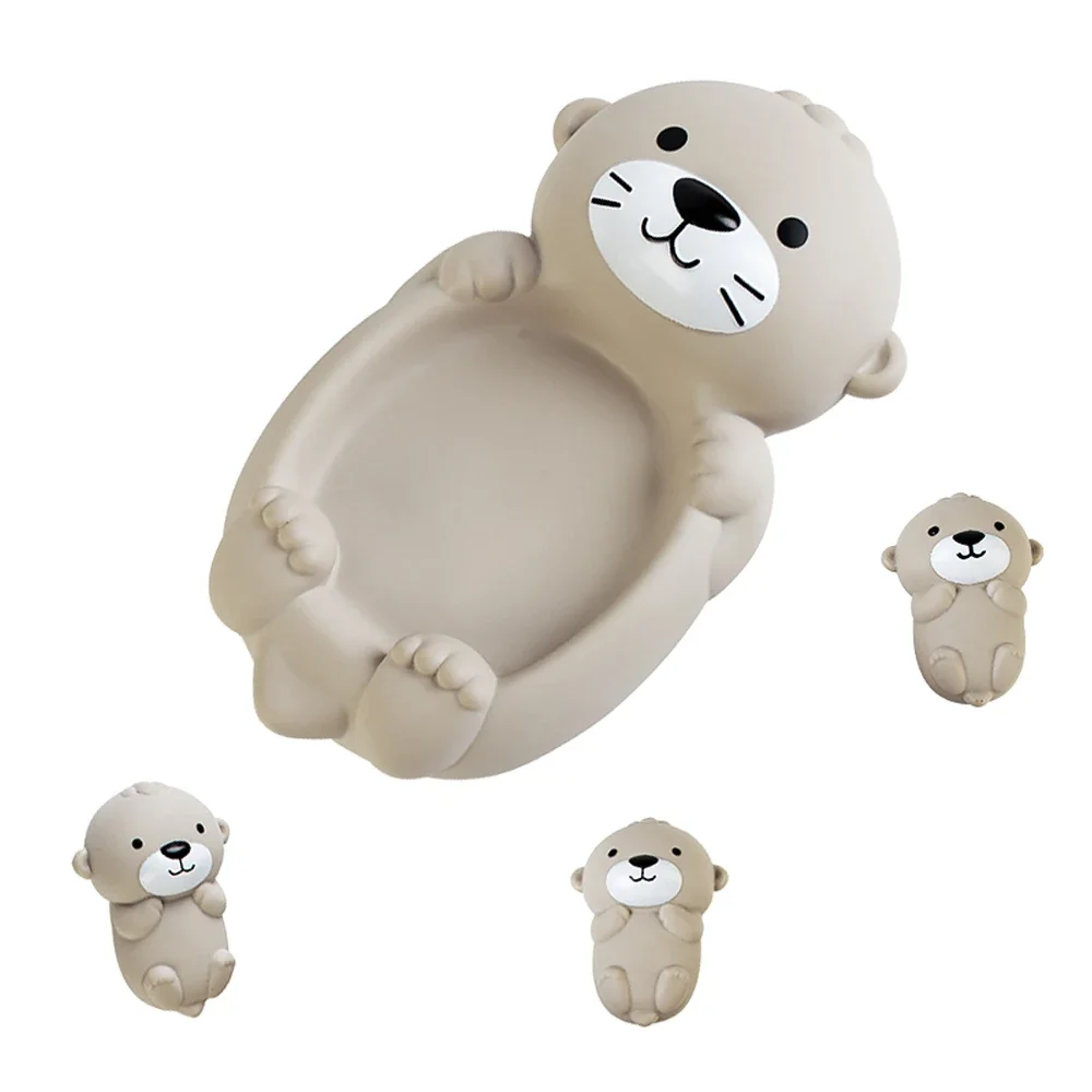 Plat silicone en forme de loutre pour enfants bords surélevés facile à nettoyer cadeau original pour les petit