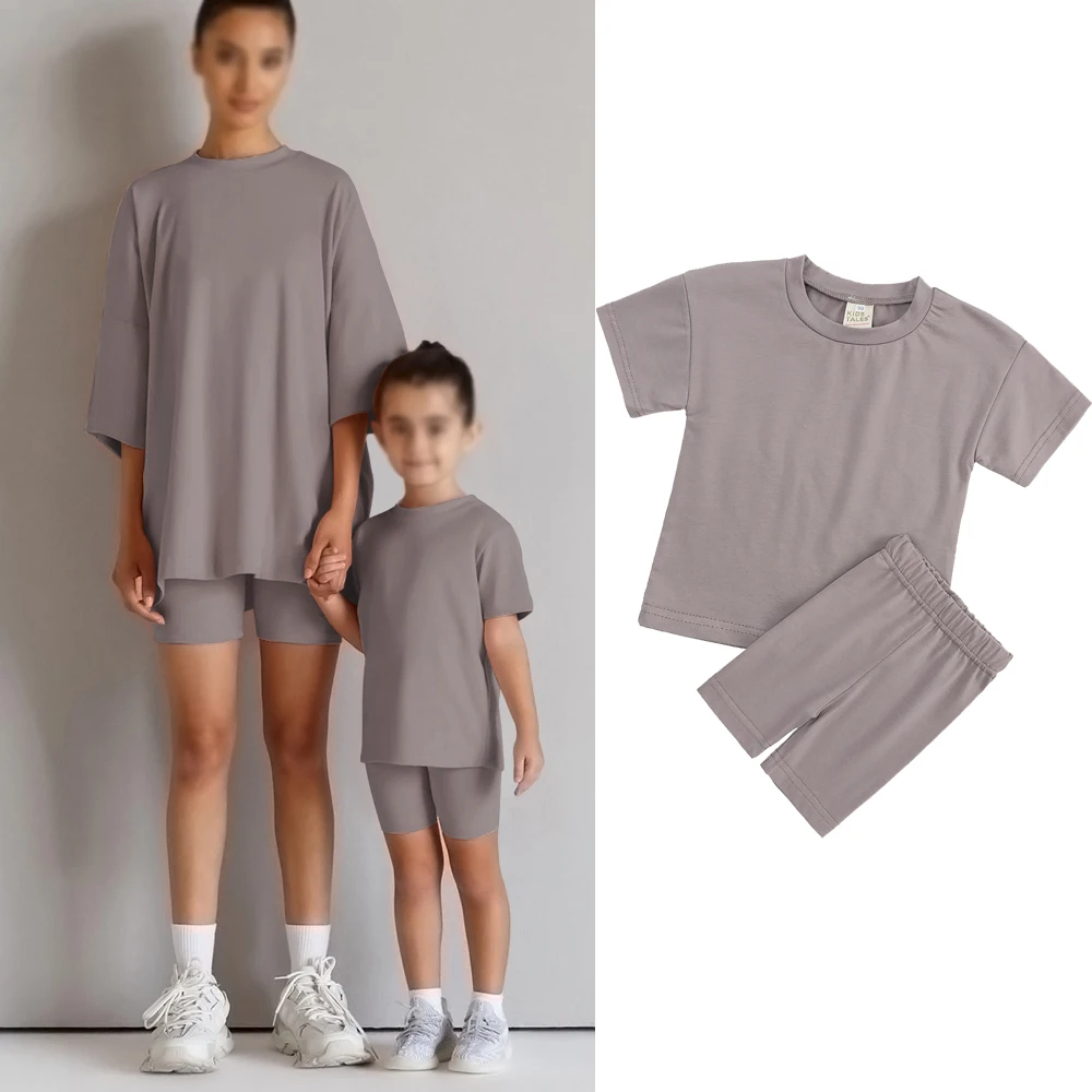 Ensembles d'été assortis pour mère et fille, leggings de sport en