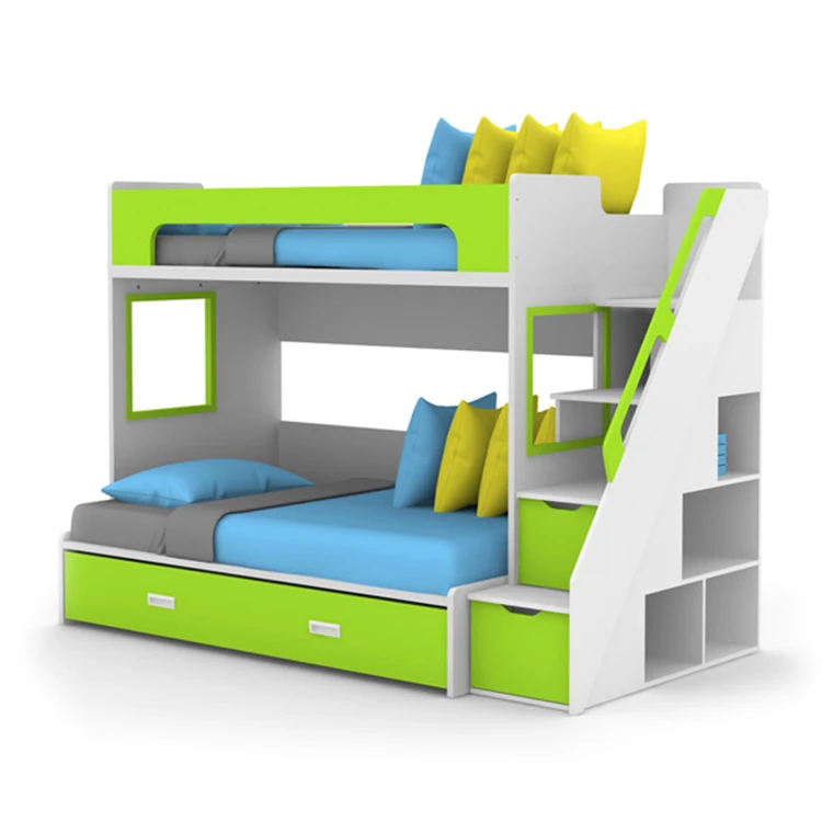 Lit superposé pour enfants meuble enfant design lit à étages avec rangement couleurs vives moderne et sécurita