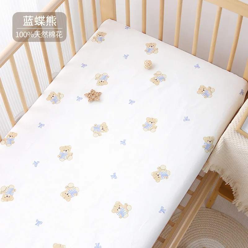 Draphousse de berceau en coton 100% pour nouveauné imprimé ours en peluche doux et respirant protègematelas bé