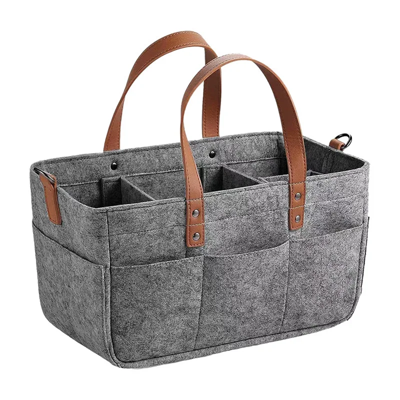 Organisateur de rangement panier bébé feutre sac à couches compartiments poignée caddie portable multifonction