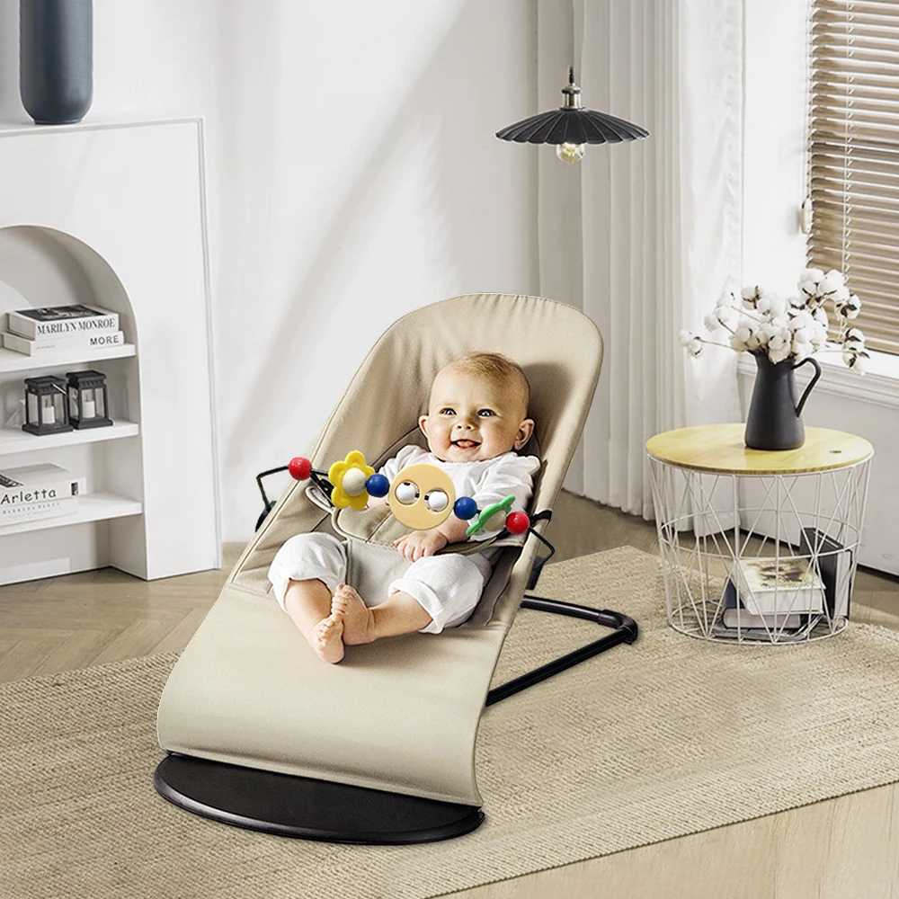 Chaise à bascule pliable bébé 3 positions de hauteur jouets intégrés