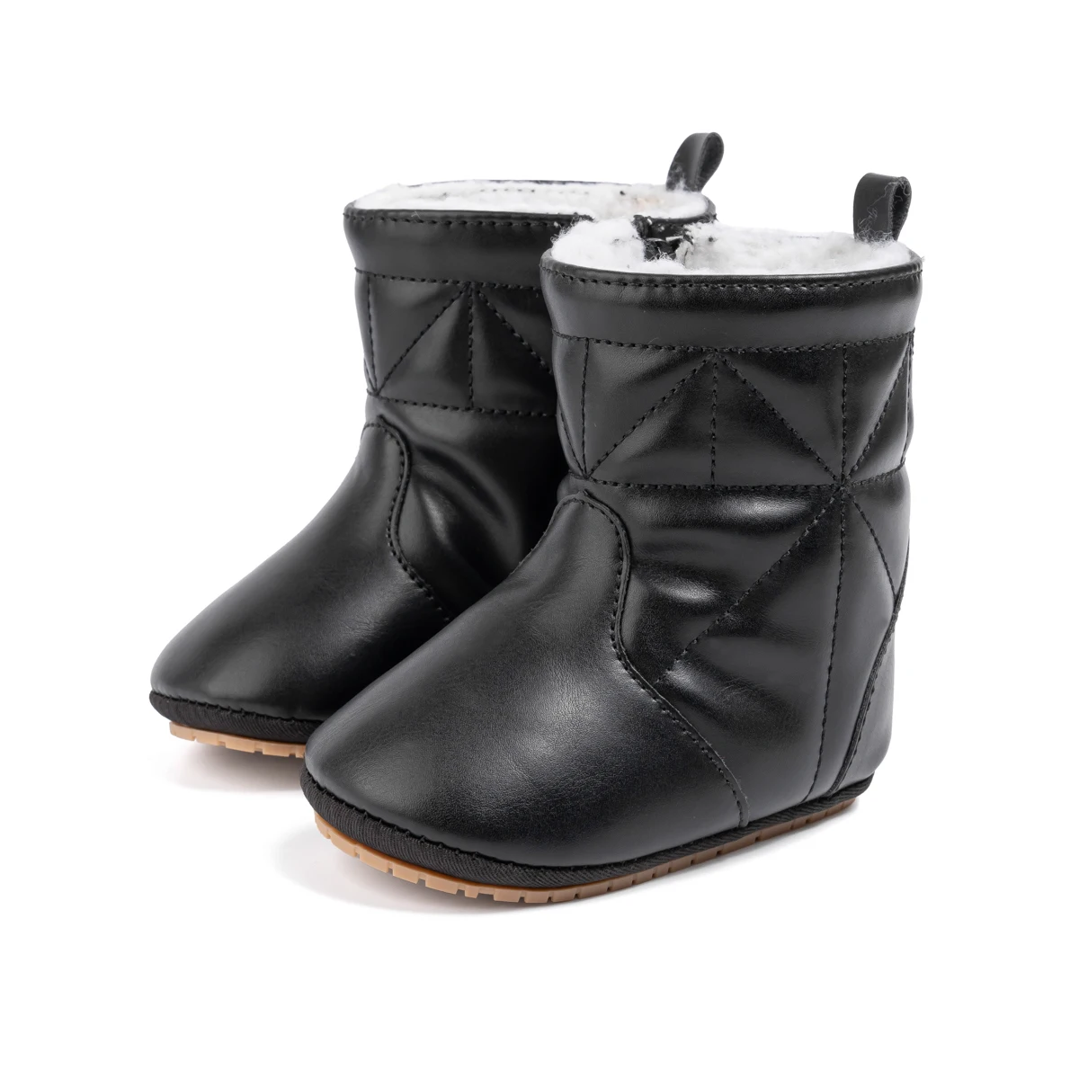 Bottes d'hiver pour bébé nouveauné confortables en peluche doublure chaude antiglissante style moderne sans fe