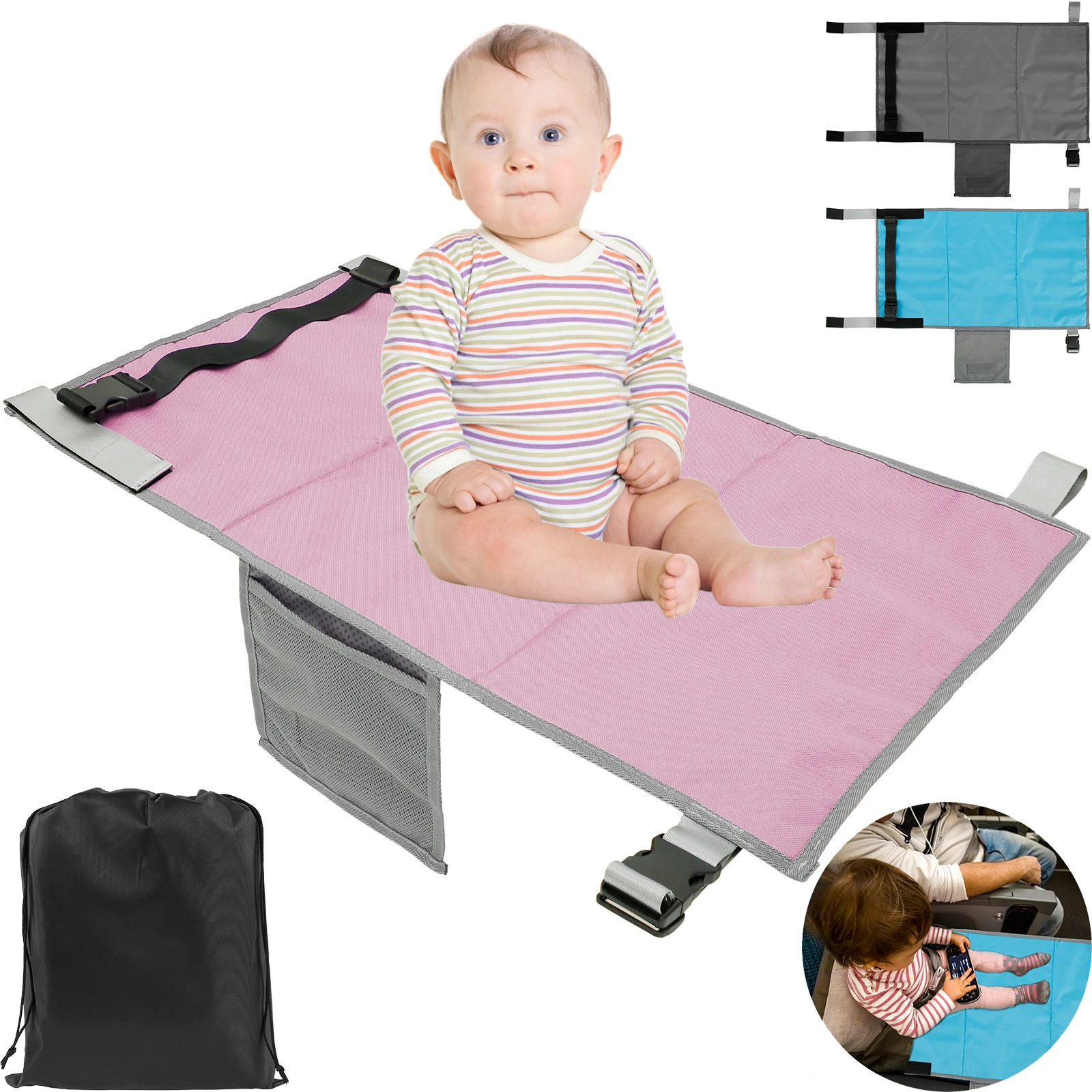Hammac de voyage pour bébé extension de siège d'avion portable harnais de sécurité sac de rangement confort ea