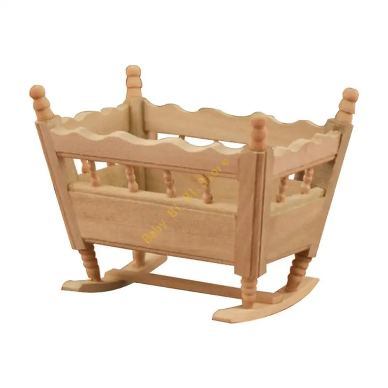 Berceau miniature pour poupée échelle 1/12 en bois naturel décoration maison poupée durable et sécuritaire idé