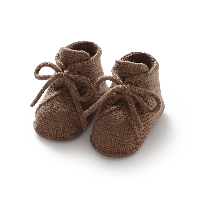 Chaussons de premiers pas bébé antidérapants tricotés à la main confortables unisexe 012 mois antiglisse doux 