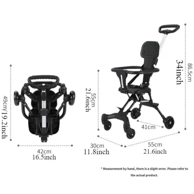 Poussette bébé légère pliable compacte design moderne noir argenté poussette urbaine maniable pour enfants 12 