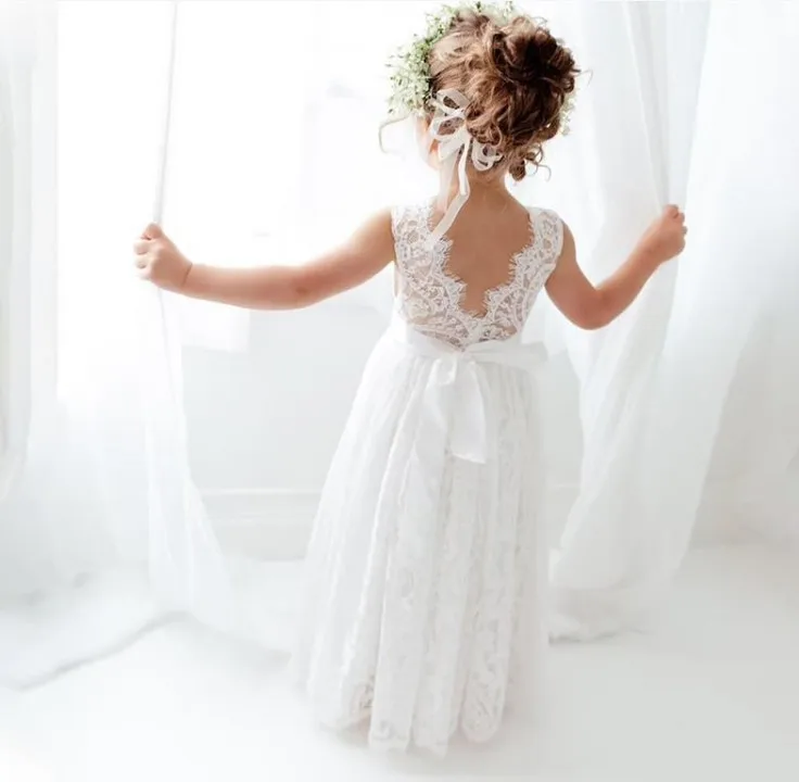 Robe princesse dos ouvert filles 312 ans maille dentelle anniversaire mariage collection été