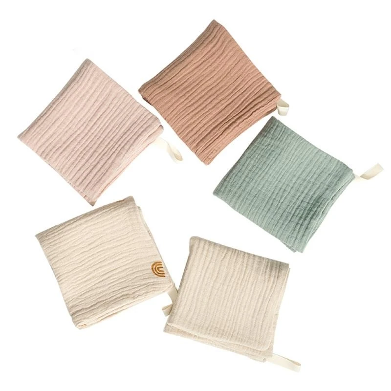 Ensemble serviettes bébé 5 pièces coton doux carrés gaze tissu côtelé