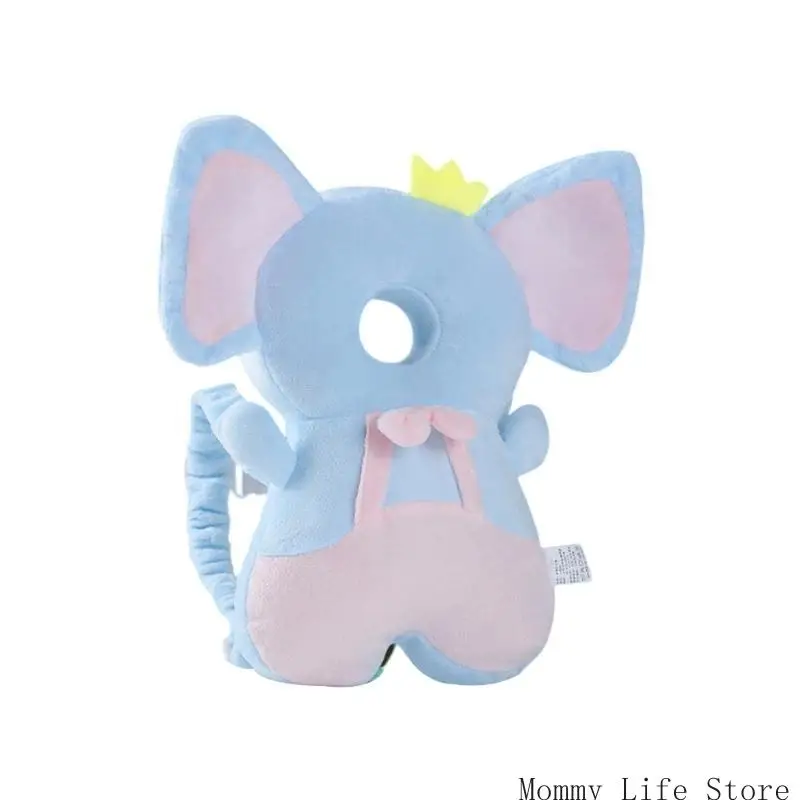 Coussin bébé en forme d'éléphant oreilles roses tissu doux support dos siège auto 46 mois design ludique_bleu 