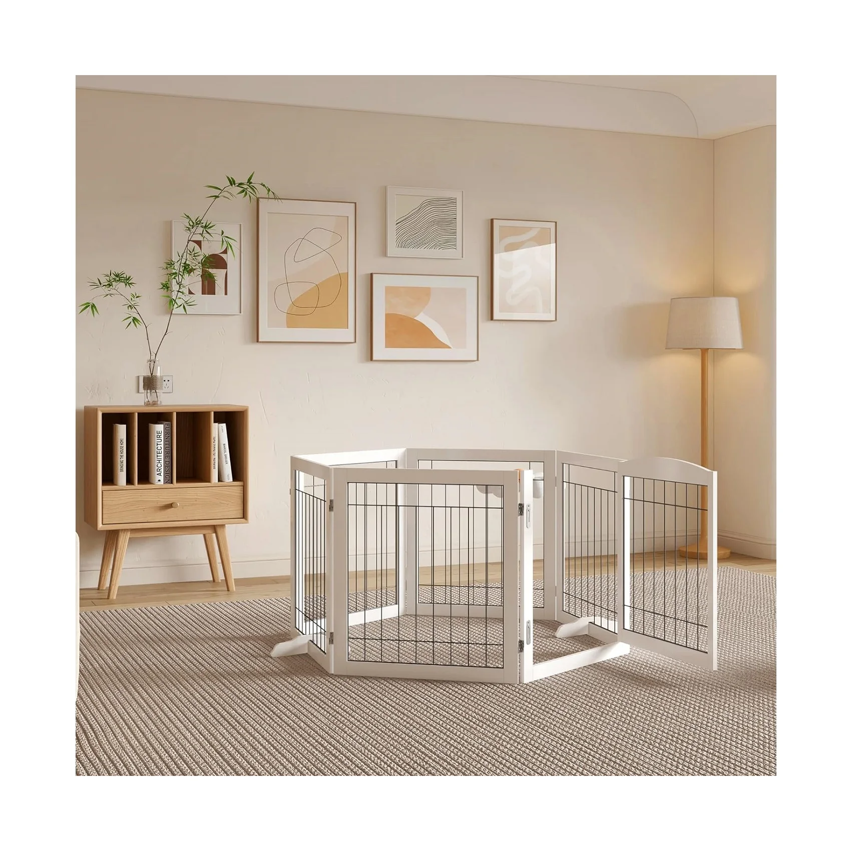 Parc bébé en bois et métal playpen intérieur sécurisé design moderne espace jeu et sieste 6 panneaux en métal