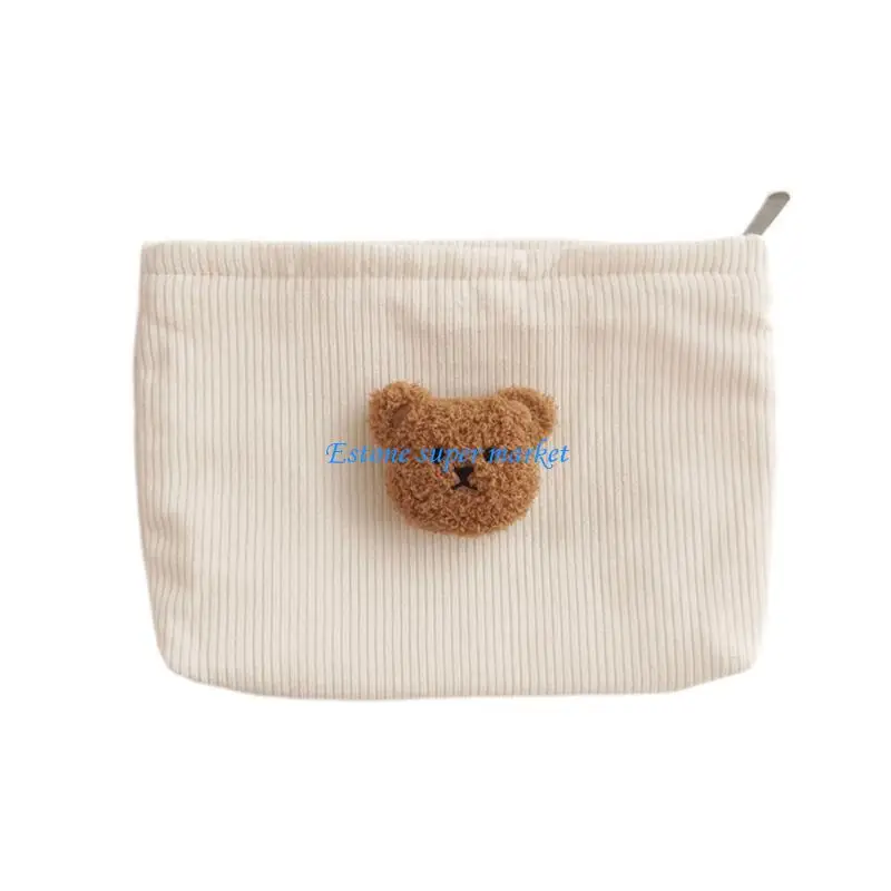 Pochette rangement poussette 090B sac à couches polyvalent fourretout bébé design ours tissu doux fermeture gl