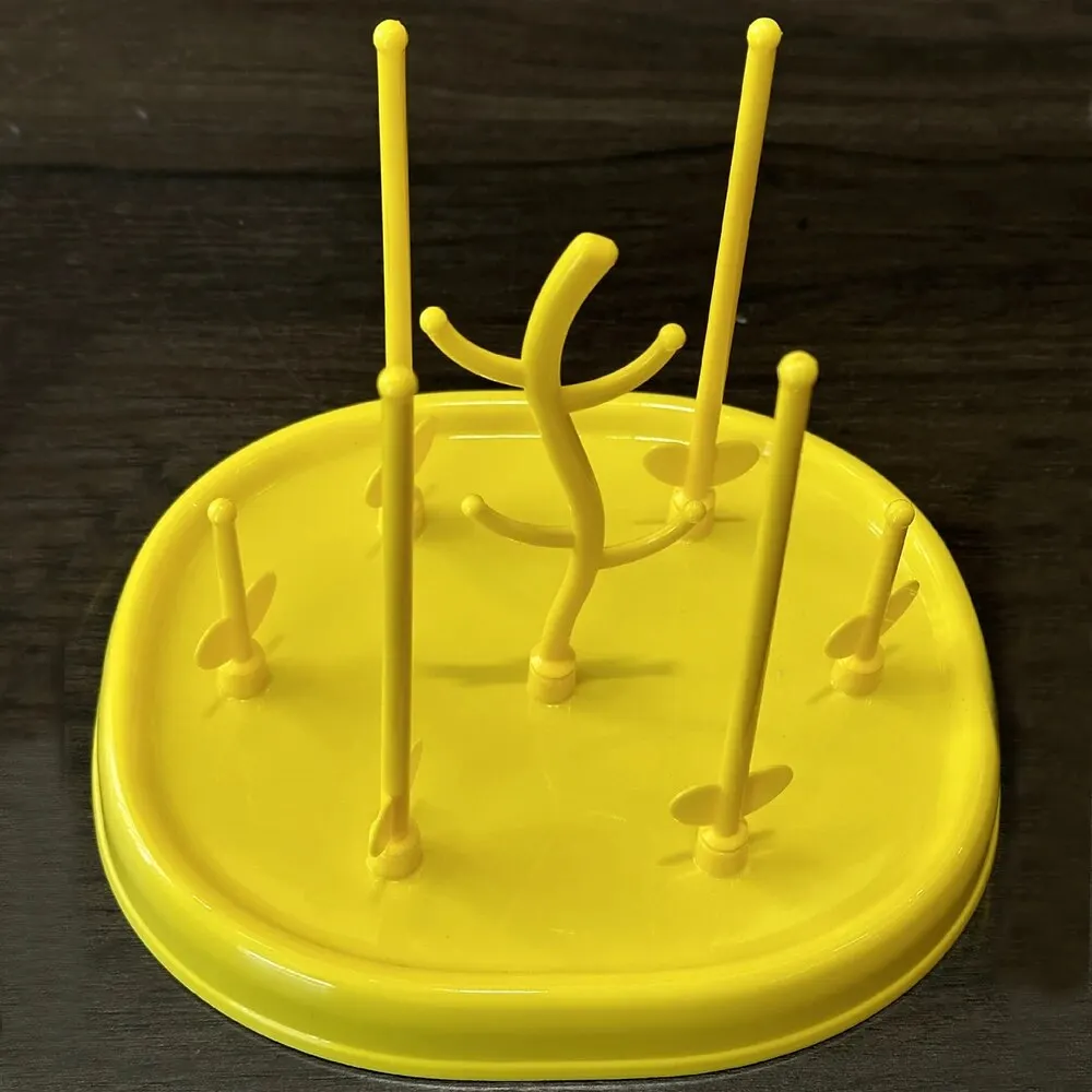 Support de séchage créatif pour biberons bébé multifonctionnel en plastique jaune vif design moderne et sécuri