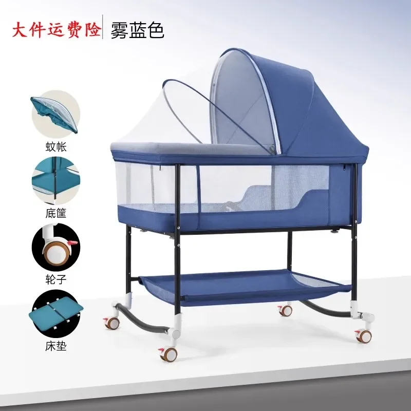 Berceau bébé portable multifonctionnel ajustable tissu matelassé filet