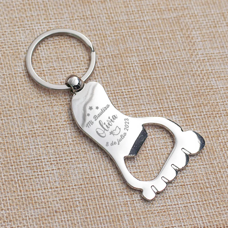 Porteclés personnalisé en forme de pied cadeau de baptême fête