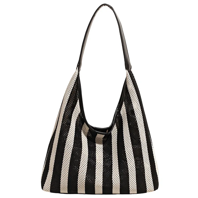 Sac fourretout tricoté style vacances été sac à bandoulière mode boho chic grande capacité matière respirante 