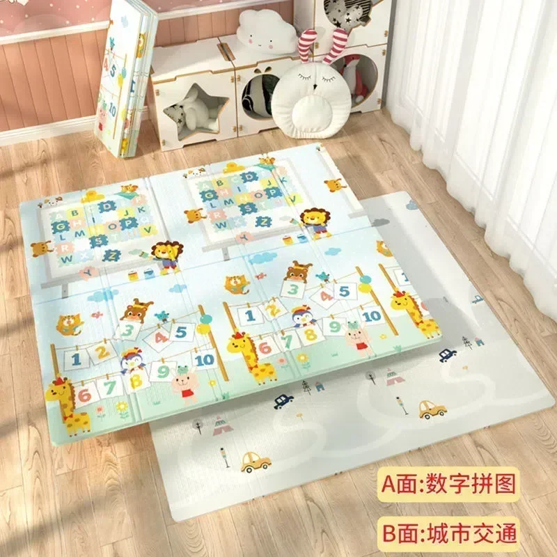 Tapis de jeu éducatif bébé double face matériau doux tapis d'activités imperméable pliable style moderne multi