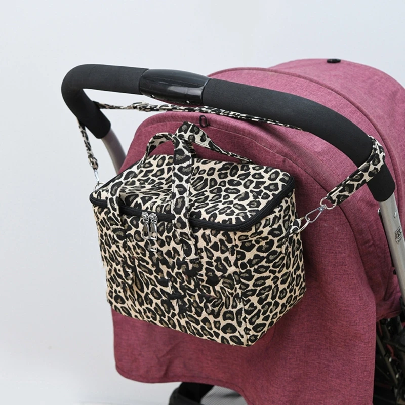 Sac à couches compact organizer avantgardiste pour poussettes style léopard polyester fermeture éclair 25cm x